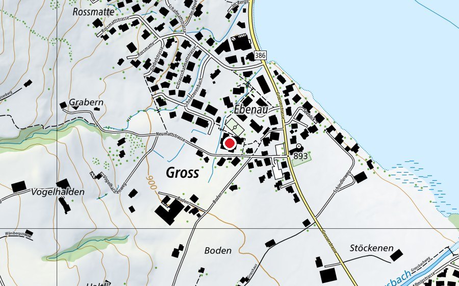 Karte mit dem Standort von Schulhaus Gross (Schule)