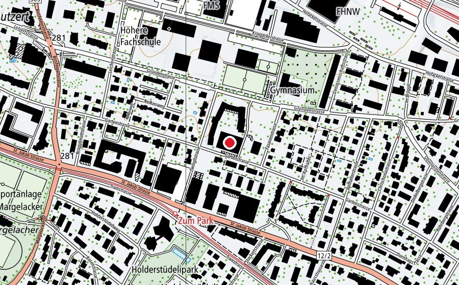 Map showing the location of Schulhaus Gründen (School)
