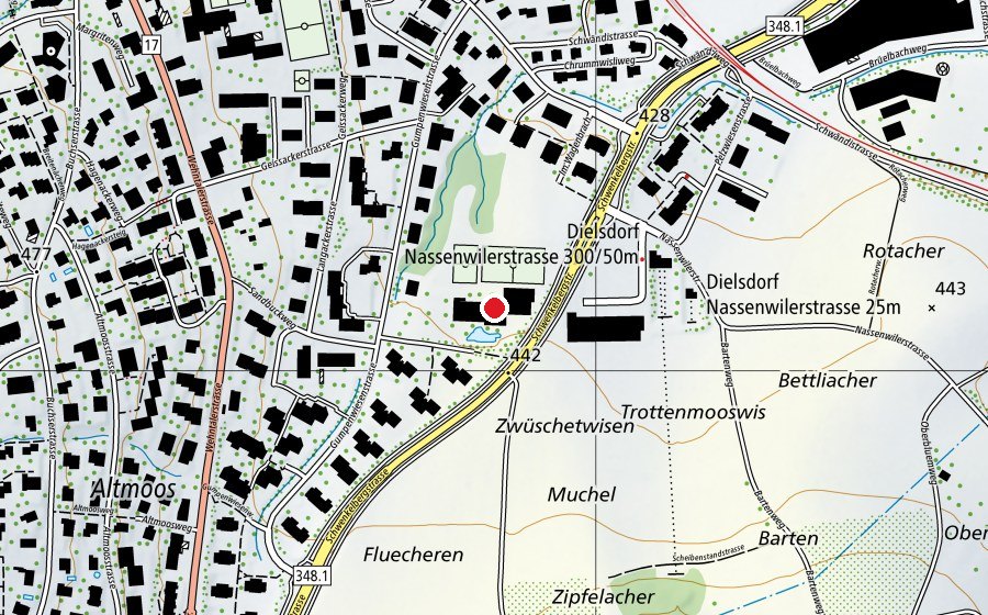 Karte mit dem Standort von Schulhaus Gumpenwiesen (Schule)