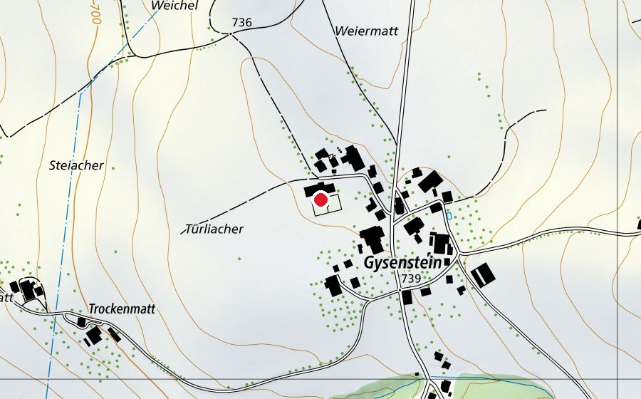 Map showing the location of Schulhaus Gysenstein (School)
