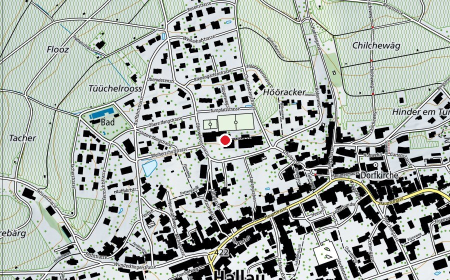 Map showing the location of Schulhaus (School)