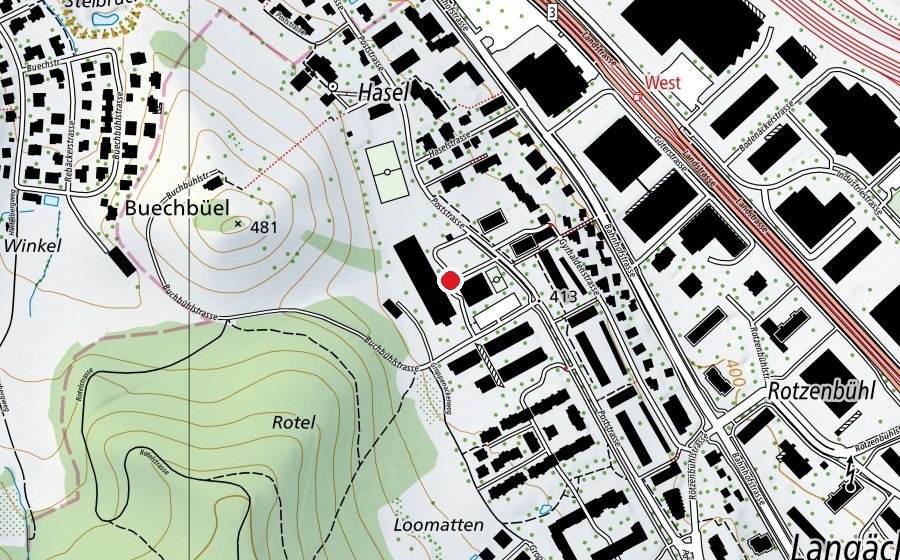 Carte indiquant l’emplacement de Schulhaus Hasel (École)