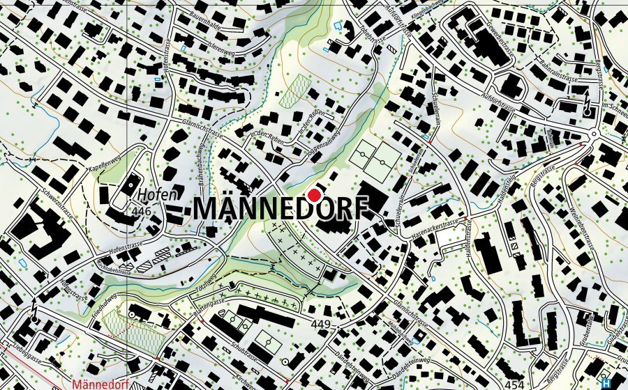 Map showing the location of Schulhaus Hasenacker 1 (School)