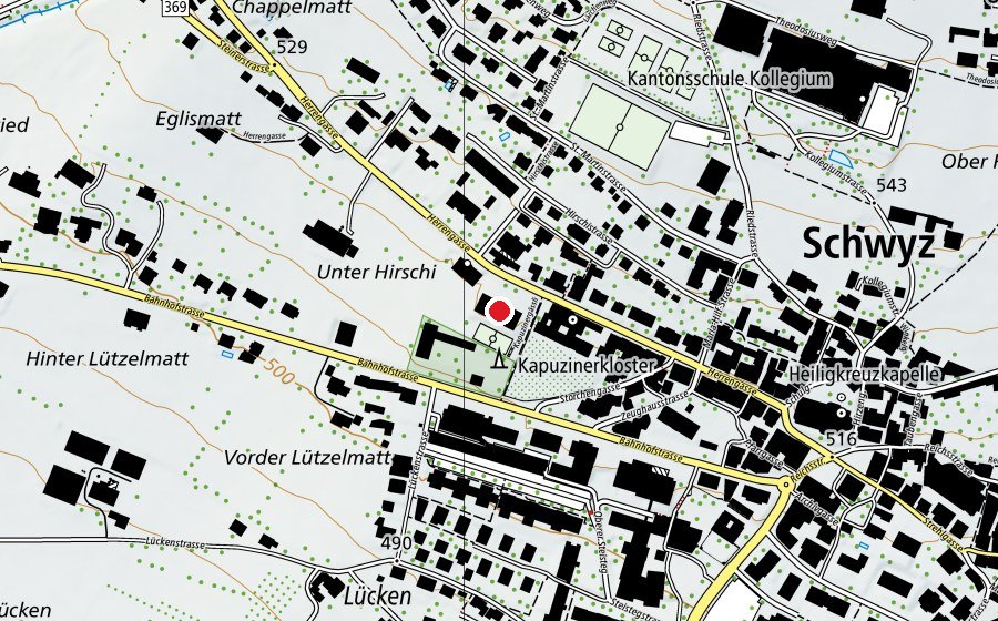 Carte indiquant l’emplacement de Schulhaus Herrengasse (École)