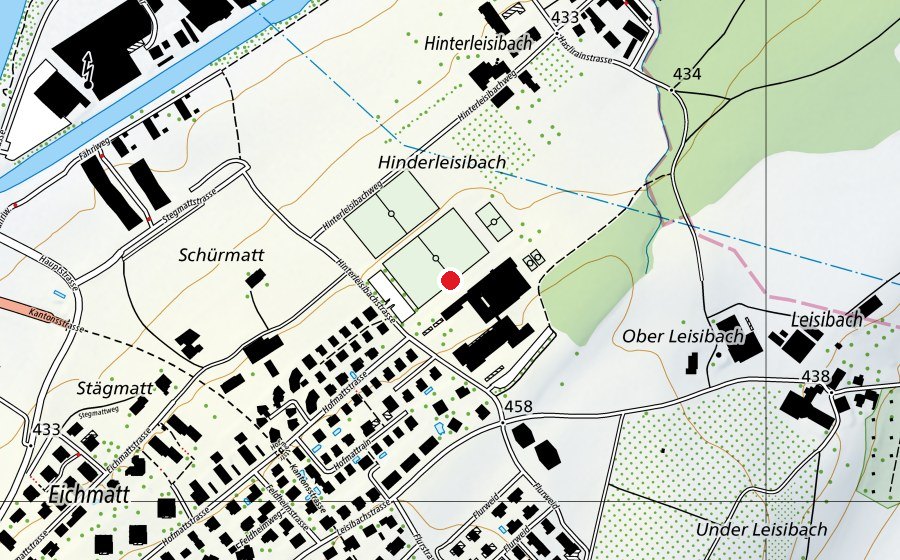 Map showing the location of Schulhaus Hinterleisibach (School)