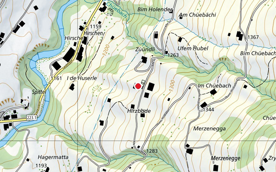 Mappa con la posizione di Schulhaus Hirzboden (Scuola)