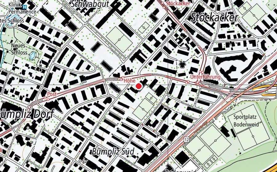 Map showing the location of Schulhaus Höhe (School)