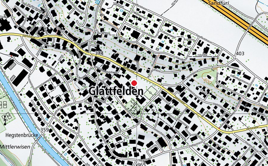 Carte indiquant l’emplacement de Schulhaus Hof (École)