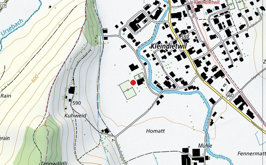 Karte mit dem Standort von Schulhaus Homatt (Schule)