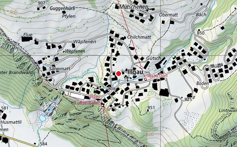 Carte indiquant l’emplacement de Schulhaus Illgau (École)