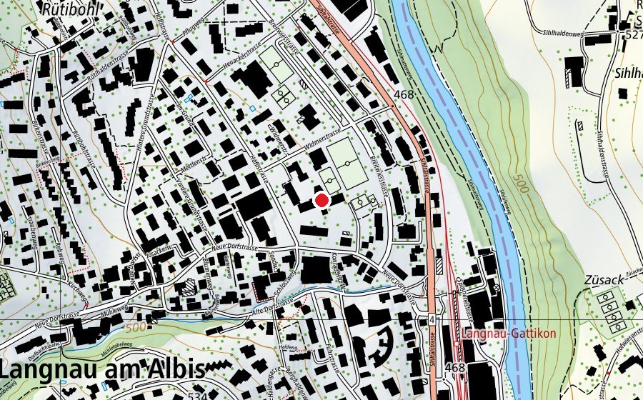 Karte mit dem Standort von Schulhaus Im Widmer (Schule)