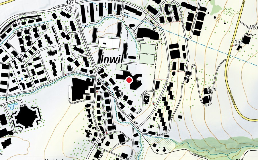 Carte indiquant l’emplacement de Schulhaus Inwil (École)