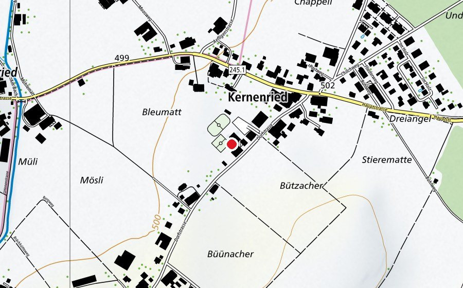 Karte mit dem Standort von Schulhaus Kernenried (Schule)