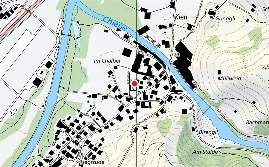 Carte indiquant l’emplacement de Schulhaus Kien (École)