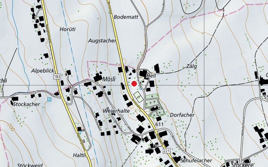 Map showing the location of Schulhaus Kirchenthurnen (School)