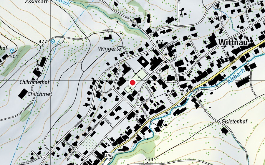 Carte indiquant l’emplacement de Schulhaus Kirchmatt (École)