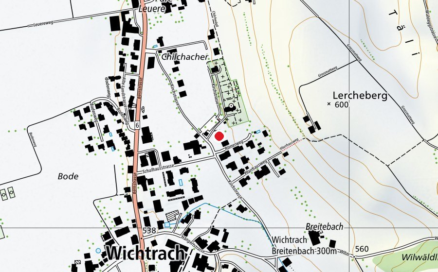 Carte indiquant l’emplacement de Schulhaus Kirchstrasse (École)