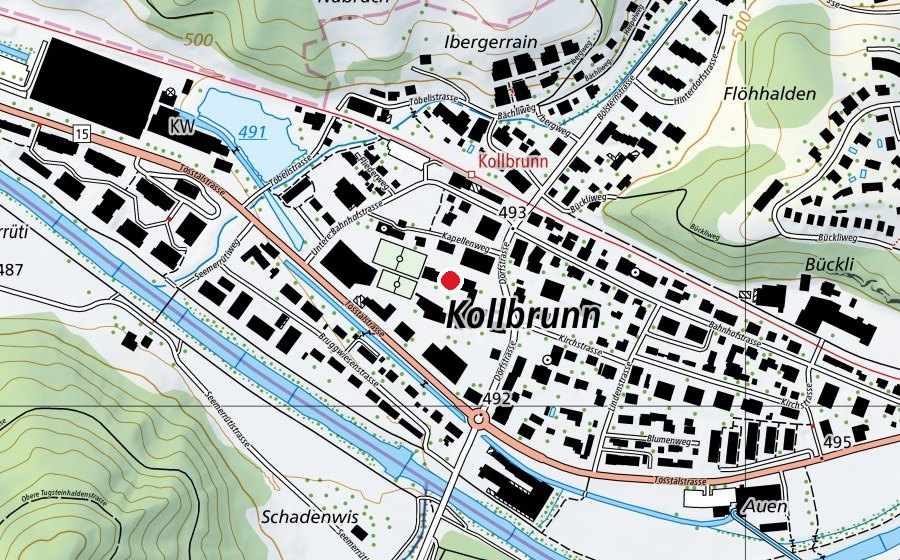 Karte mit dem Standort von Schulhaus Kollbrunn (Schule)