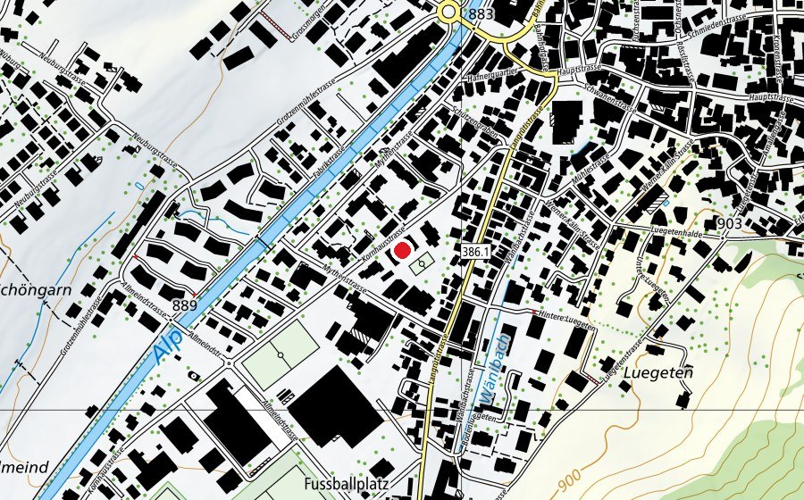 Carte indiquant l’emplacement de Schulhaus Kornhausstrasse (École)