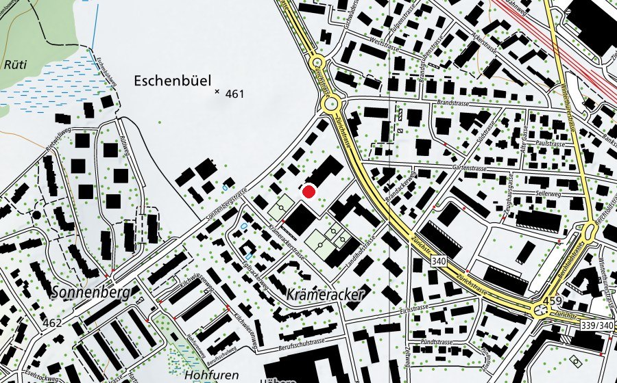 Karte mit dem Standort von Schulhaus Krämeracker (Schule)