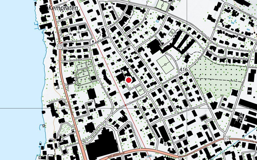 Carte indiquant l’emplacement de Schulhaus Kreuzstrasse (École)