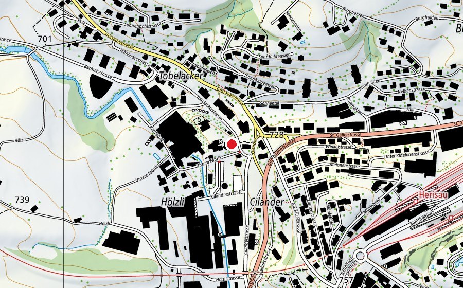 Map showing the location of Schulhaus Kreuzweg (School)