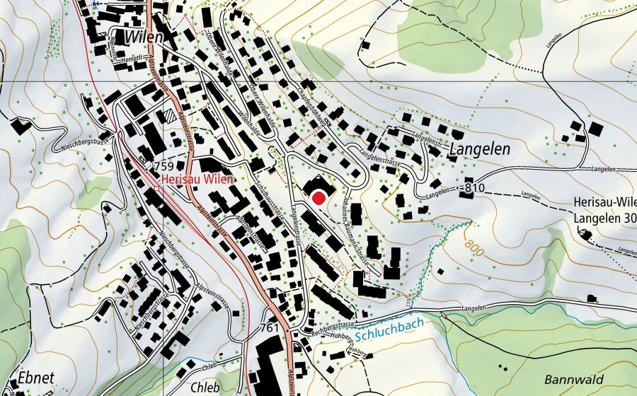 Mappa con la posizione di Schulhaus Langelen (Scuola)