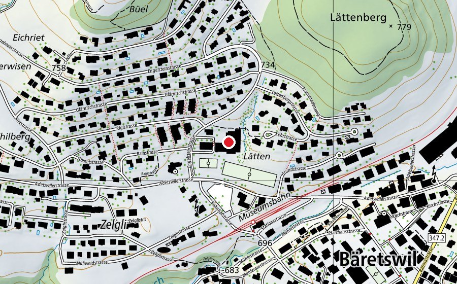 Mappa con la posizione di Schulhaus Letten (Scuola)