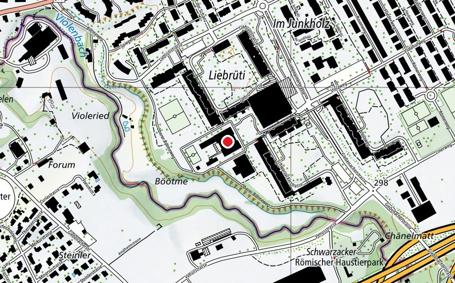 Map showing the location of Schulhaus Liebrüti (School)