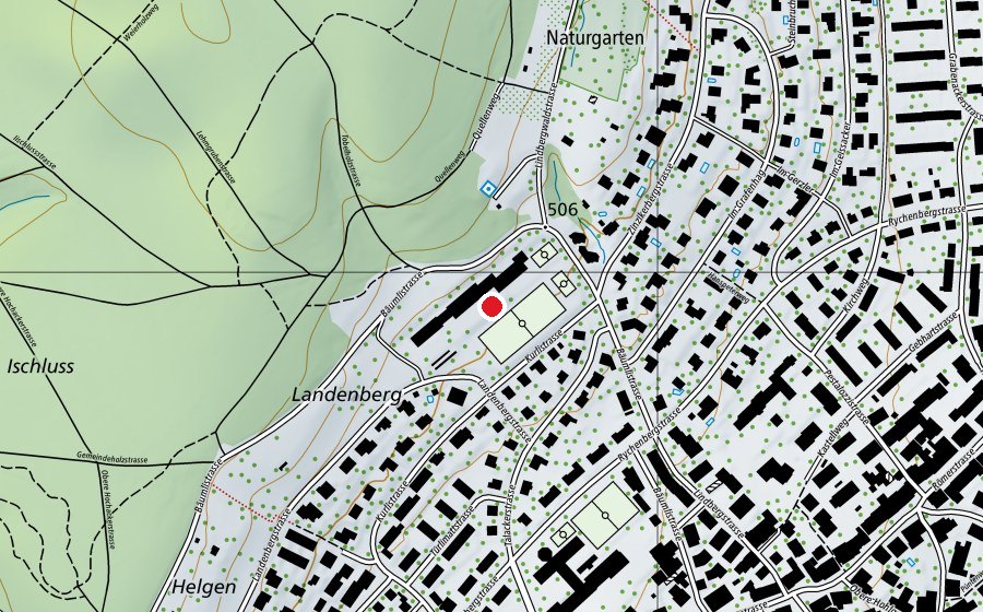 Map showing the location of Schulhaus Lindberg (School)