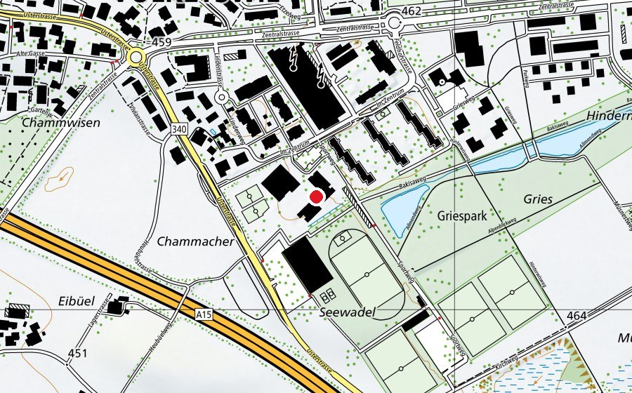 Karte mit dem Standort von Schulhaus Lindenbühl (Schule)