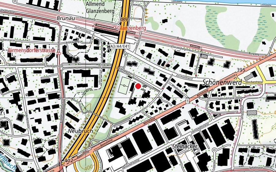 Karte mit dem Standort von Schulhaus Luberzen (Schule)