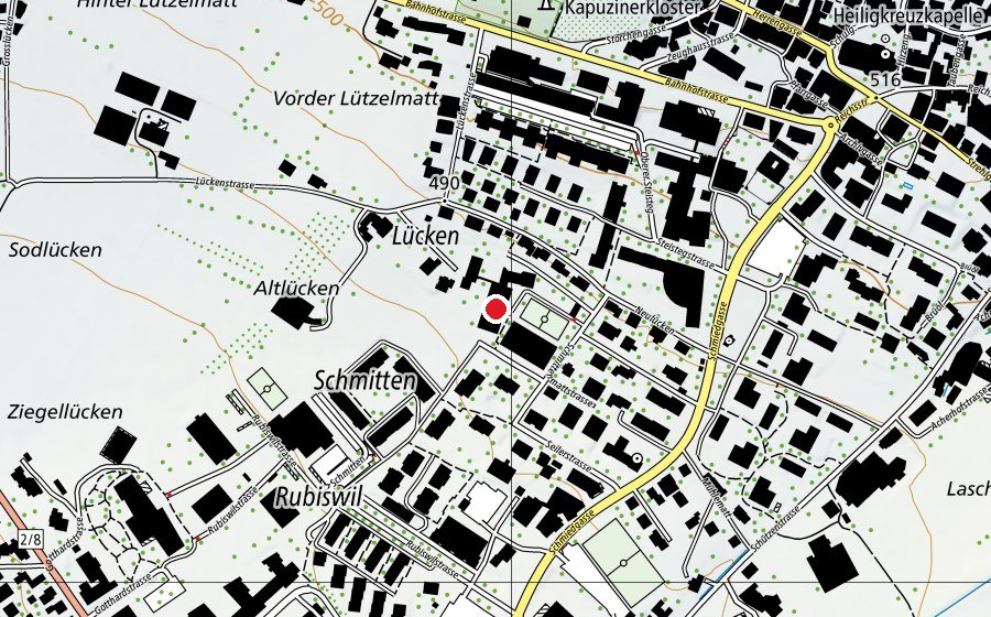 Map showing the location of Schulhaus Lücken (School)