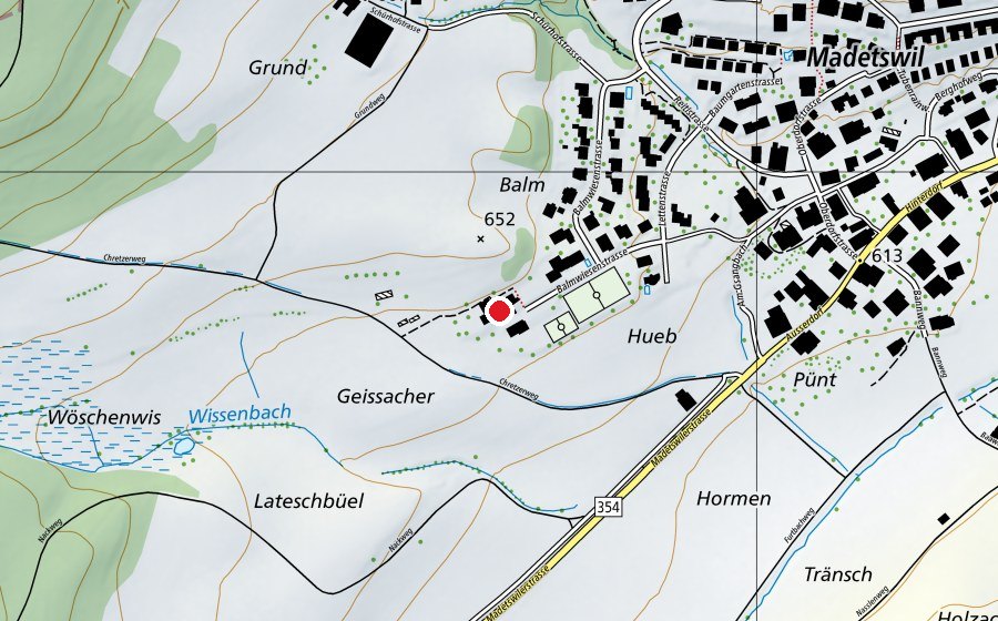 Karte mit dem Standort von Schulhaus Madetswil (Schule)