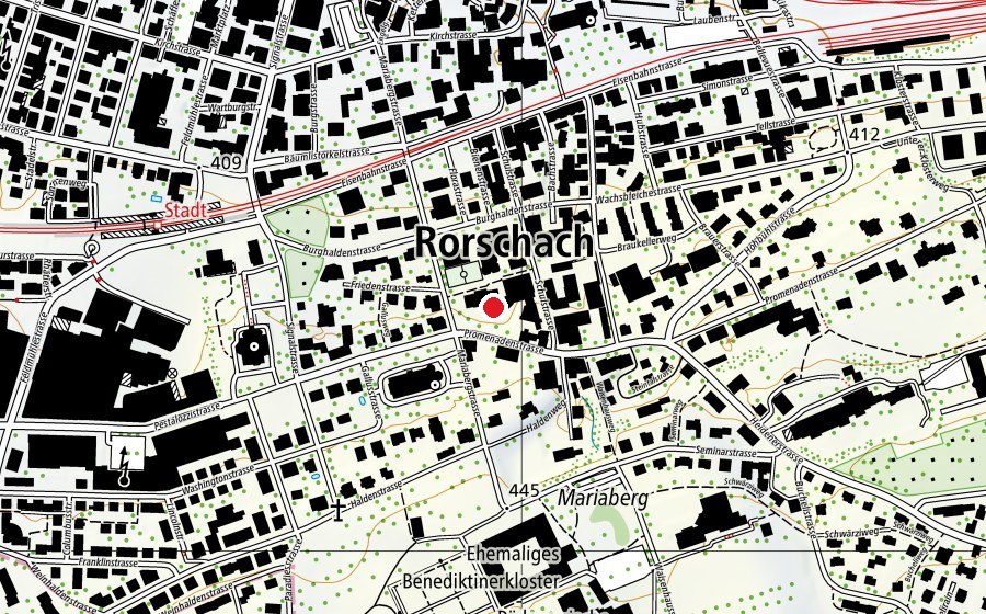 Carte indiquant l’emplacement de Schulhaus Mariaberg (École)