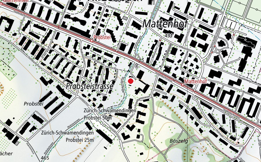 Carte indiquant l’emplacement de Schulhaus Mattenhof (École)