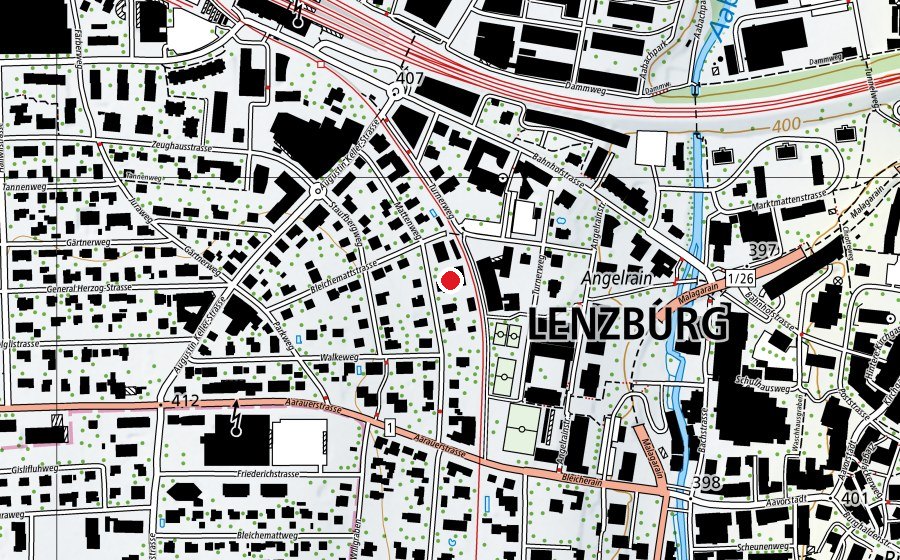 Map showing the location of Schulhaus Mattenweg (School)
