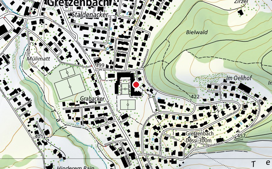 Carte indiquant l’emplacement de Schulhaus Meridian (École)