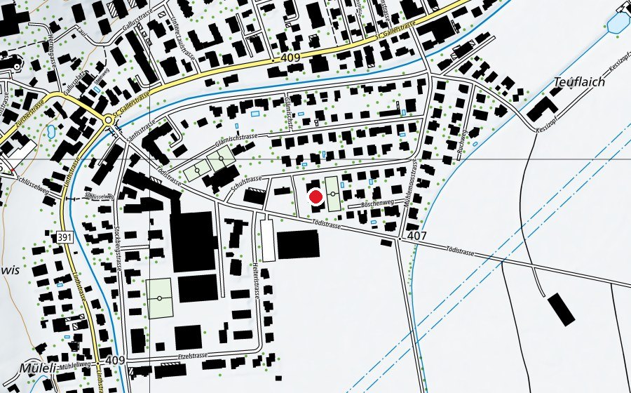 Map showing the location of Schulhaus Mittelstufe Tuggen (School)