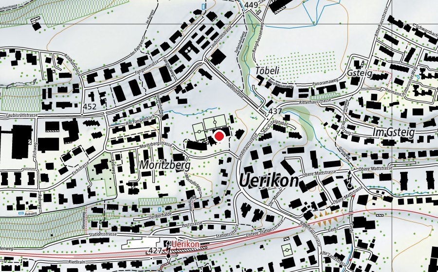Map showing the location of Schulhaus Moritzberg (School)
