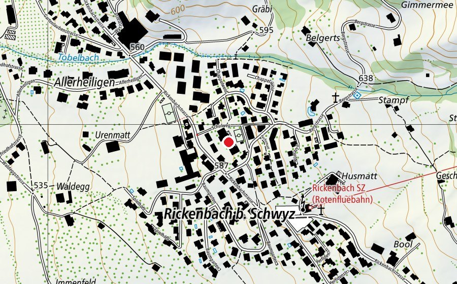 Map showing the location of Schulhaus Mythen (School)