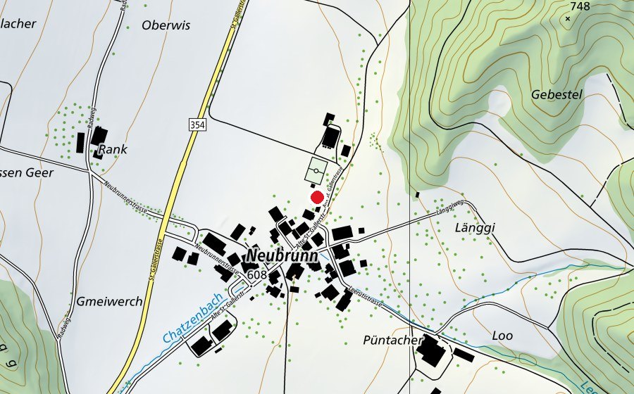 Map showing the location of Schulhaus Neubrunn (School)