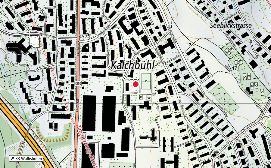 Carte indiquant l’emplacement de Schulhaus Neubühl (École)