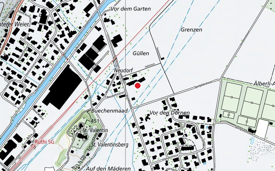 Karte mit dem Standort von Schulhaus Neudorf (Schule)