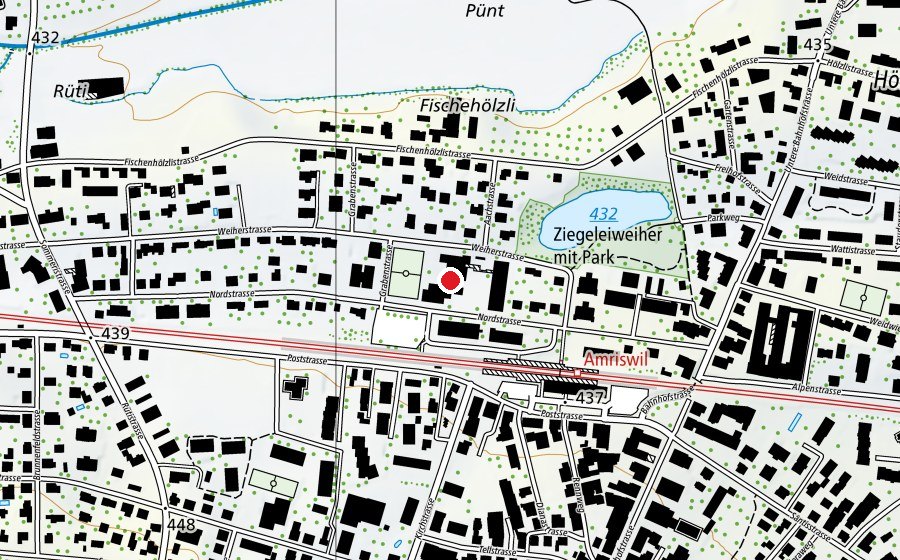 Map showing the location of Schulhaus Nordstrasse (School)