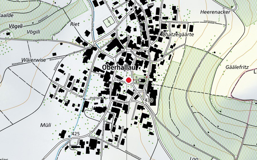 Map showing the location of Schulhaus Oberhallau (School)