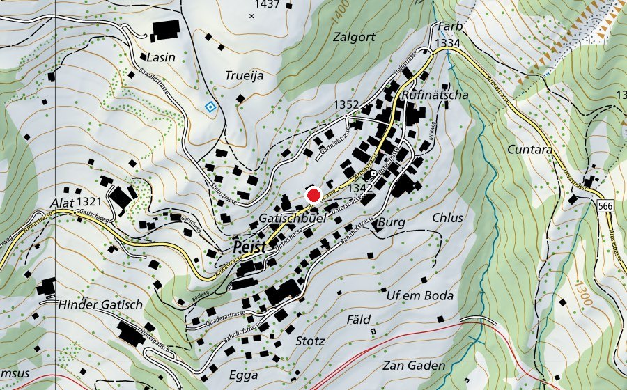 Carte indiquant l’emplacement de Schulhaus Peist (École)