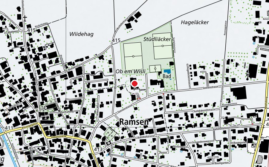 Carte indiquant l’emplacement de Schulhaus Ramsen (École)