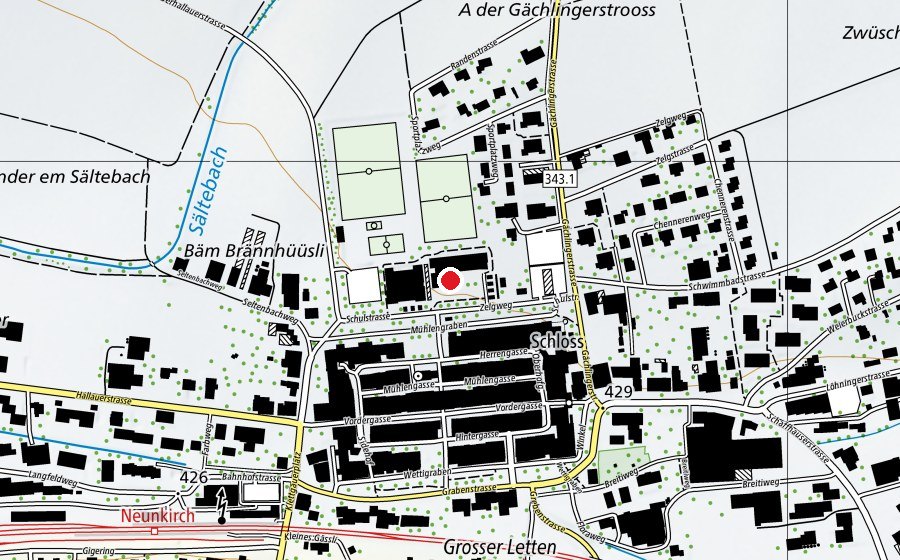 Karte mit dem Standort von Schulhaus Randenblick (Schule)