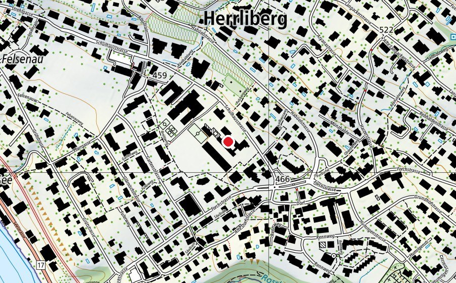 Karte mit dem Standort von Schulhaus Rebacker B (Schule)